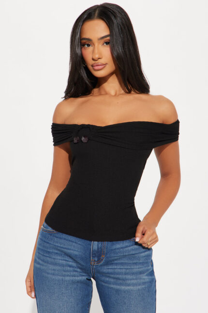 Brighter Days Off Shoulder Top - Black