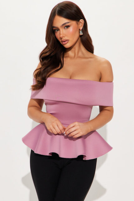 Mya Off Shoulder Peplum Top - Mauve