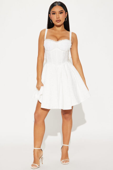 Dorella Pleated Corset Mini Dress - White