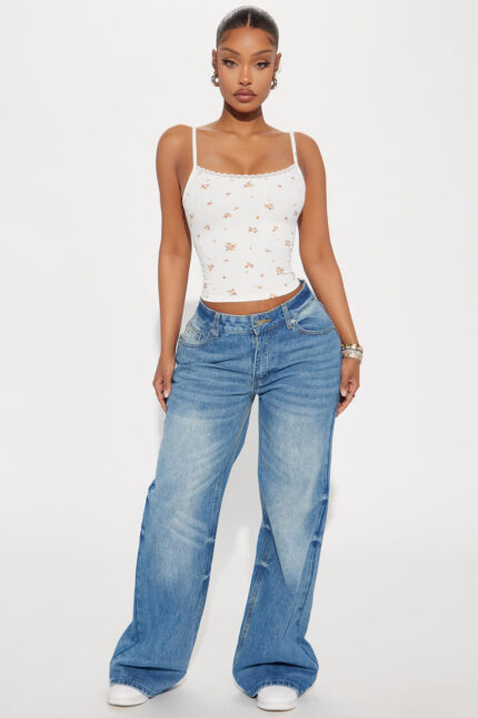 Amaria Non Stretch Tinted Wide Leg Jeans - Medium Wash