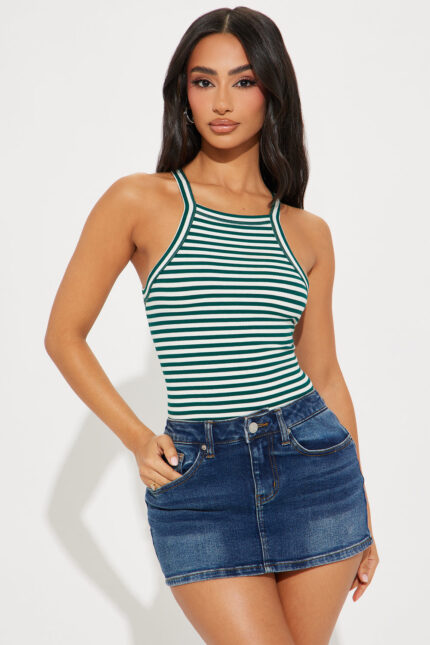 Saturday Sun Striped Tank Top - Green/combo