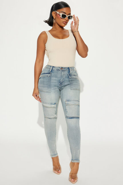 If You Know Cargo Skinny Jeans - Vintage Wash