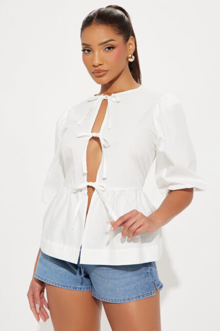 Lily Fields Puff Sleeve Top - White