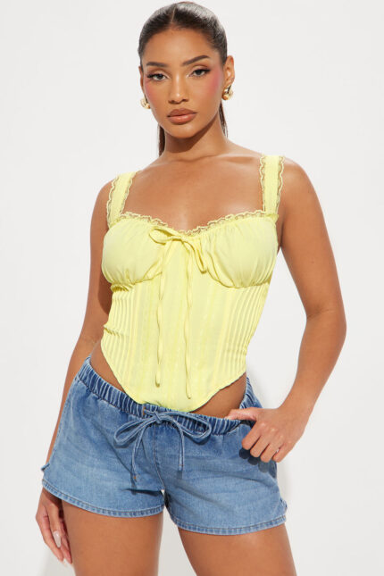 Feelin' Girly Corset Top - Yellow