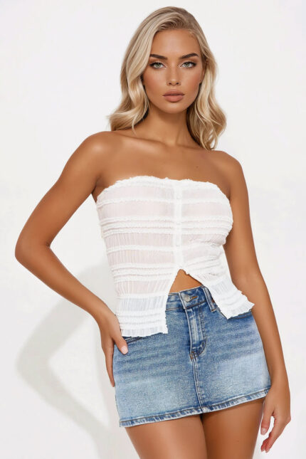 Flirty And Fun Flyaway Strapless Top - Ivory