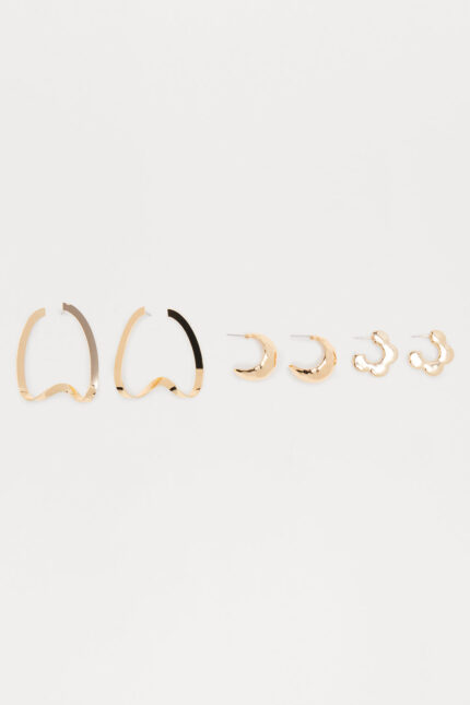 Modern Maven 3 Piece Earring Set - Gold