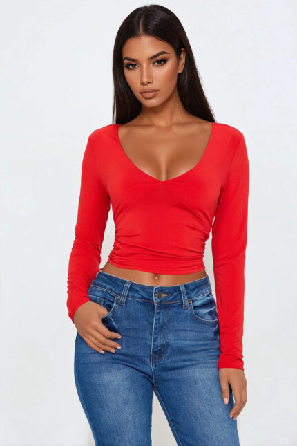 Nayeli Long Sleeve Top - Red