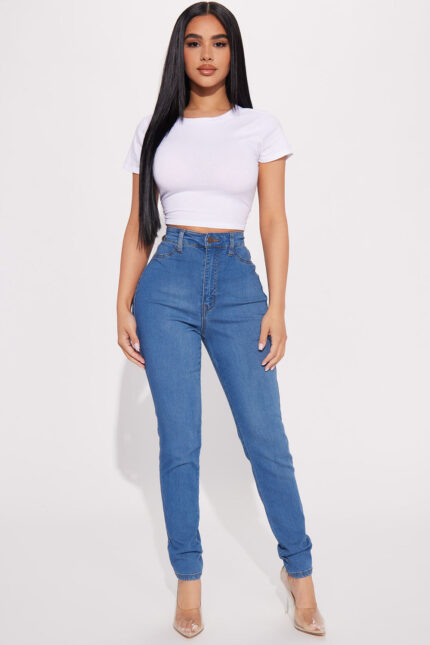 Petite Classic High Waist Skinny Jeans - Medium Blue Wash