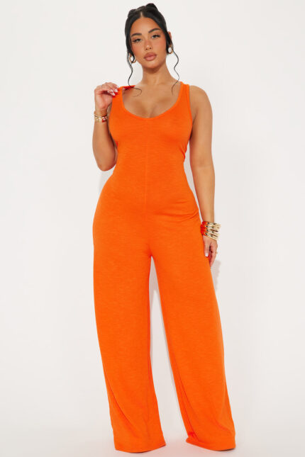 Making My Way Ribbed Jumpsuit - Orange