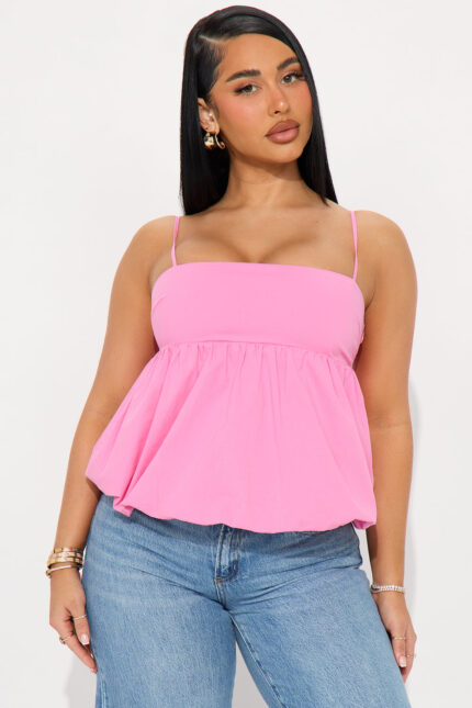 Shenay Bubble Hem Top - Pink