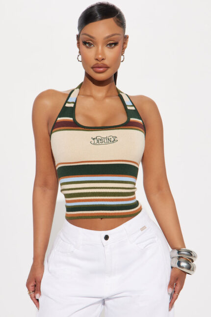 Mia Striped Halter Top - Multi Color