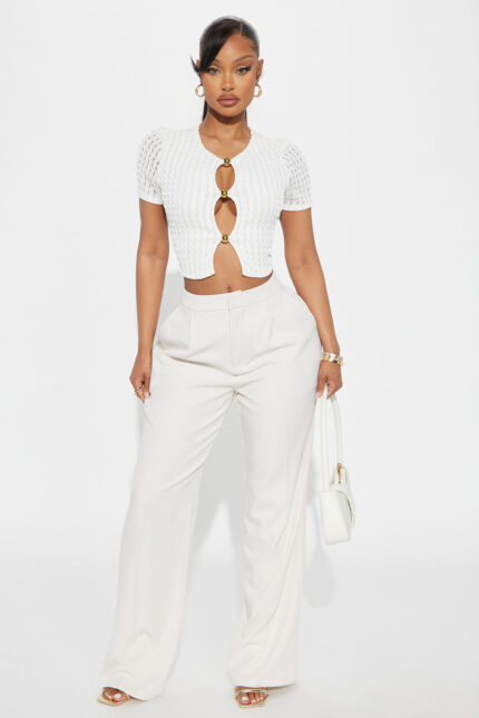 Claire Wide Leg Trouser - Ivory