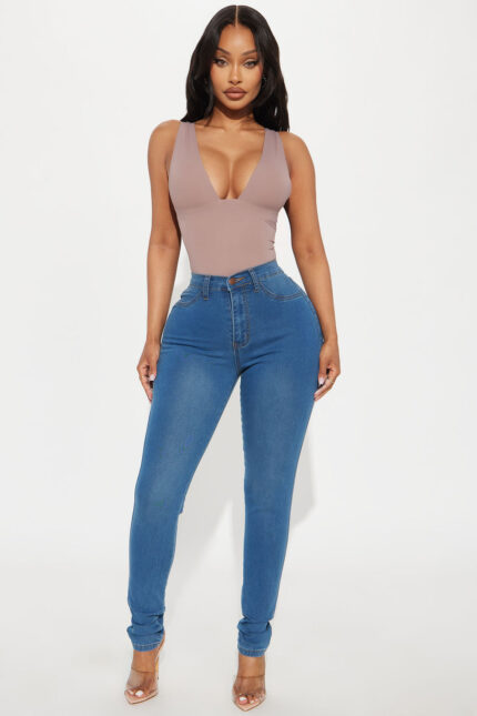 Claire Classic High Rise Skinny Jeans - Medium Blue Wash