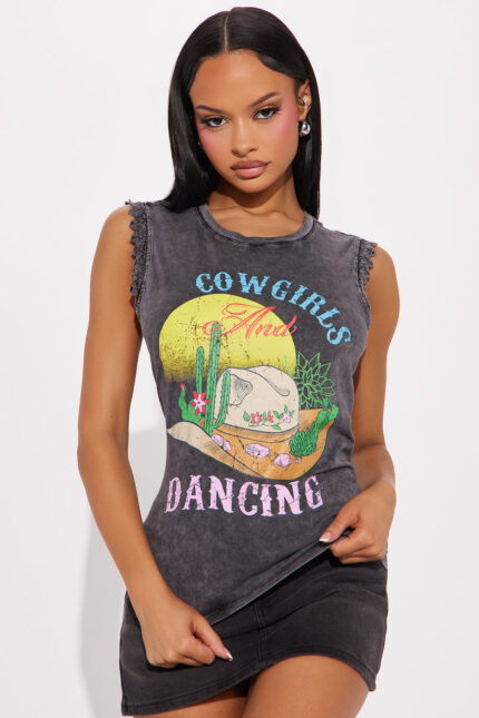 Cowgirls And Dancing Muscle Tank - Black