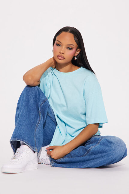 The Oversized Boyfriend Tee - Light Blue