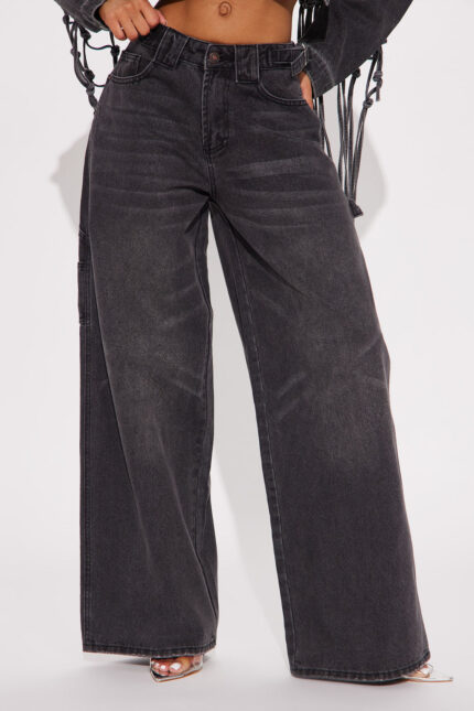 Marnie Carpenter Wide Leg Jeans - Black Wash