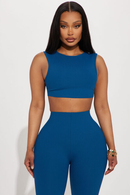 Hold Position Ribbed Active Top - Navy