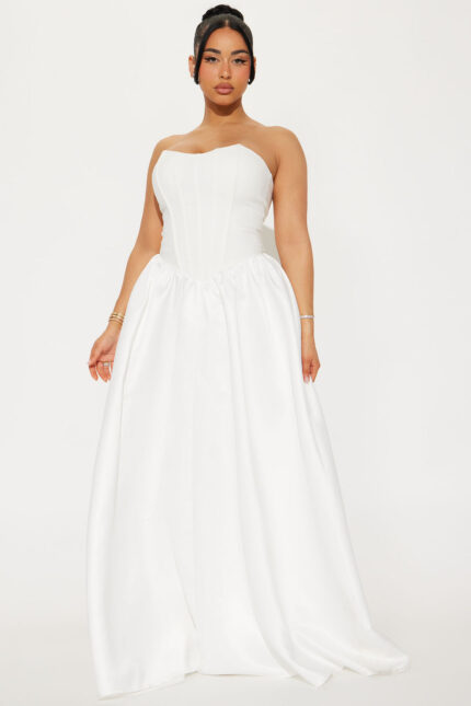 Courtney Satin Gown - White