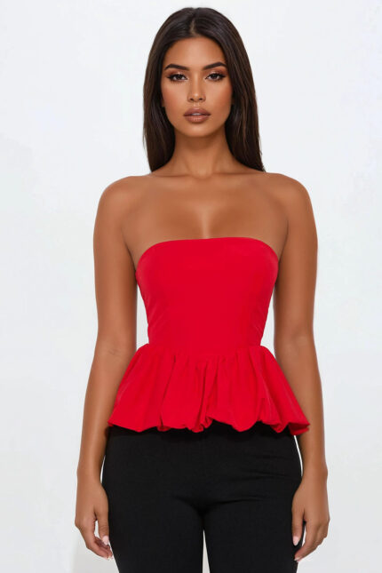 Dainty Daydream Bubble Top - Red