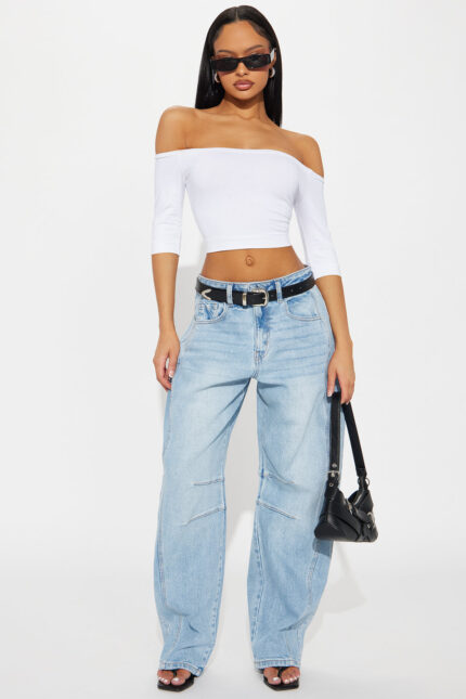 Passoni Barrel Leg Jeans - Light Wash