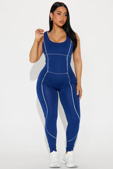 Round It Up Elevate Active Jumpsuit - Midnight Blue