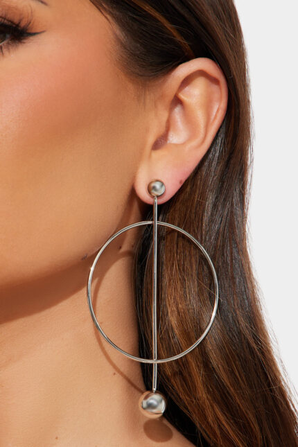 Cross The Line Hoop Earrings - Silver