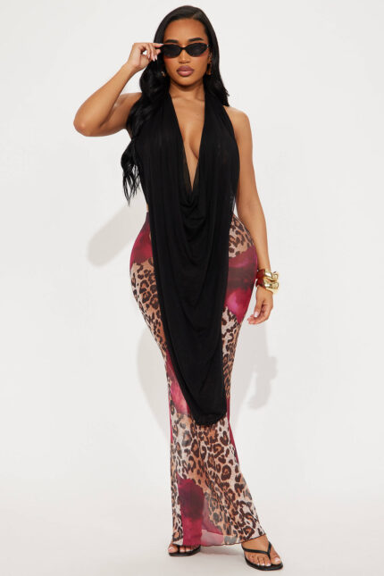 New Dawn Long Mesh Halter Top - Black
