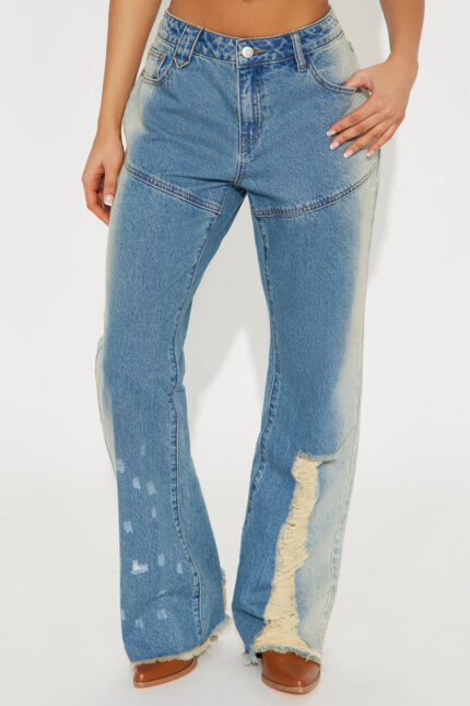 Masonne Non Stretch Destructed Wide Leg Jeans - Vintage Wash
