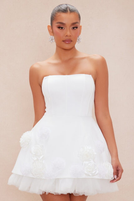 Mia Satin Mini Dress - White