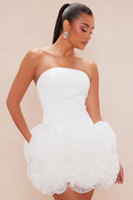 Eliana Satin Mini Dress - White