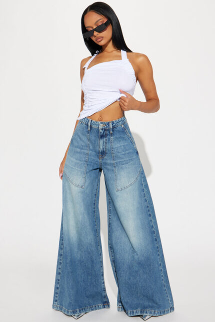 Now Playing Palazzo Jeans - Medium Wash