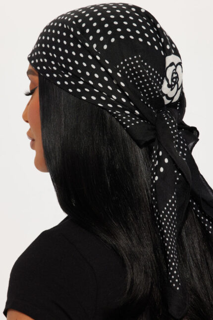 Susie Polka Dot Head Wrap - Black/White