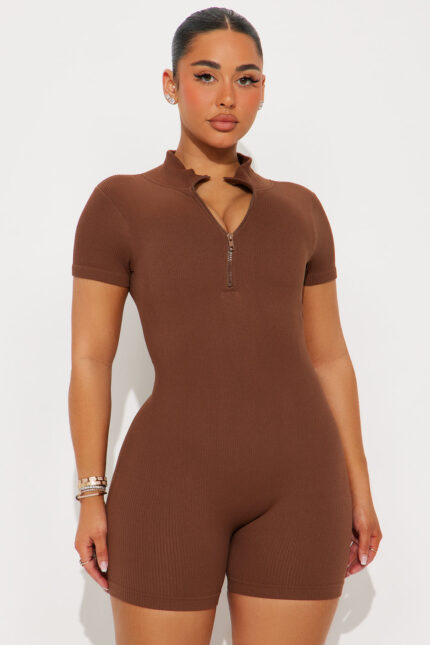 Daily Steps Active Romper - Mocha