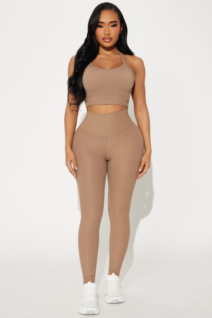Breath Control Ribbed Active Set - Mocha