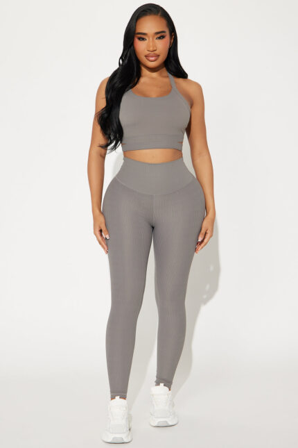 Breath Control Ribbed Active Set - Charcoal