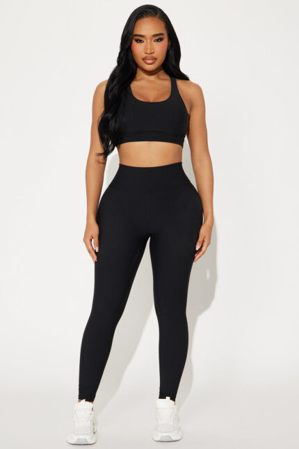 Pace It Ribbed Active Set - Black