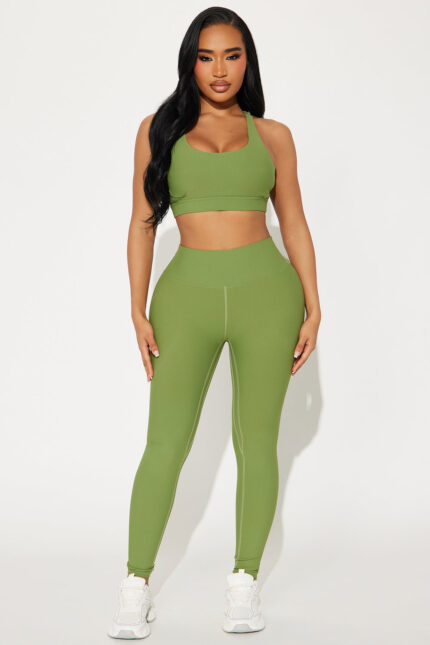 Pace It Ribbed Active Set - Olive