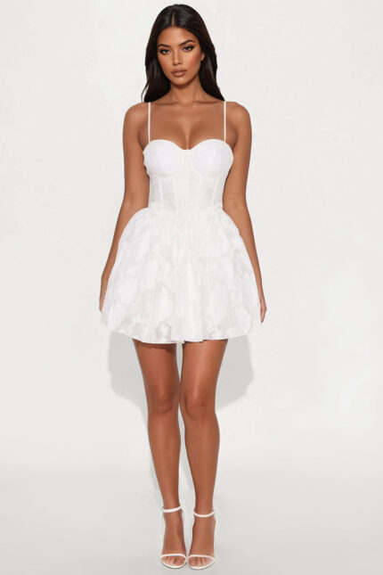 Blissful Moments Jacquard Mini Dress - White