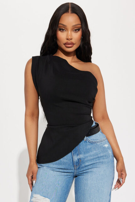 In My Moment One Shoulder Top - Black