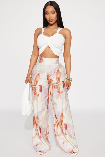 Fiona Floral Wide Leg Pant  - Lavender