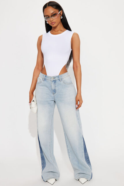 Montmarte Two Tone High Rise Wide Leg Jean - Vintage Wash