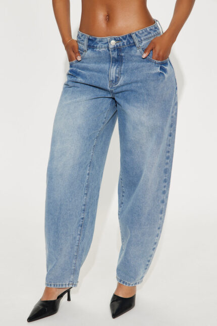 Isabella Non-Stretch Balloon Jeans - Medium Wash