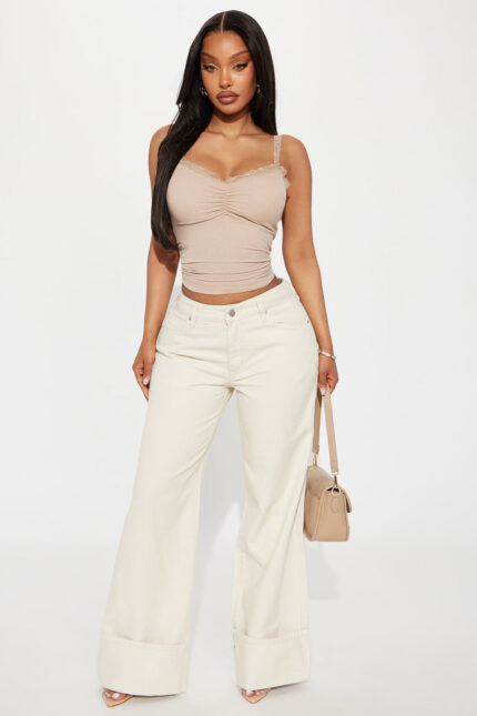 Tulsa Cuffed Hem Wide Leg Pant - Cream