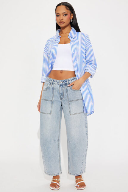 Isabetta Non Stretch Barrel Leg Jeans - Light Wash