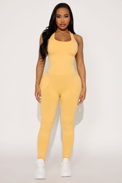 Hot Shot Seamless Active Jumpsuit - Orange