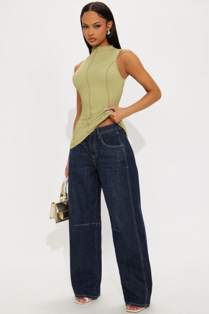Kiara Sleeveless Mock Neck Top - Sage