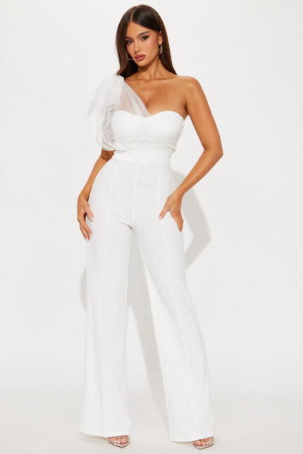 Clara Crepe Tie Shoulder Jumpsuit - White