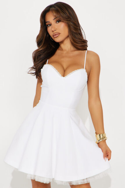 Scarlett Pleated Mini Dress - White