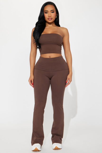 Tall Adriana Foldover Flare Pant - Chocolate