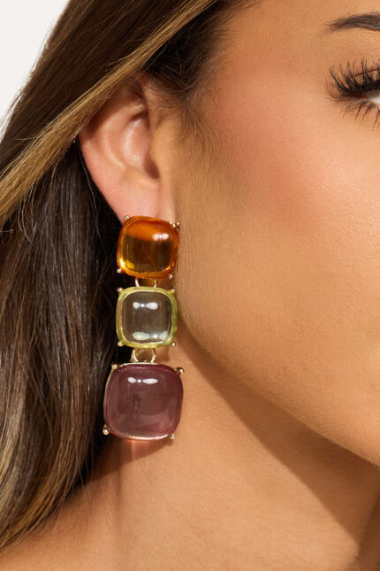 Spring Love Jeweled Drop Earrings - Multi Color